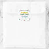 Happy Easter met Flowers Vierkante Sticker (Tas)