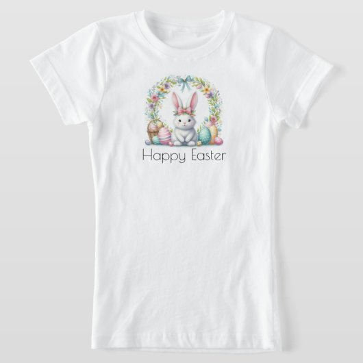 Happy Easter met paasbundel en bloemen T-shirt (Laagn)