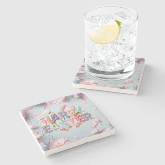 Happy Easter Metal  Stenen Onderzetter (Zijkant)