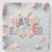 Happy Easter Metal Stenen Onderzetter (Voorkant)