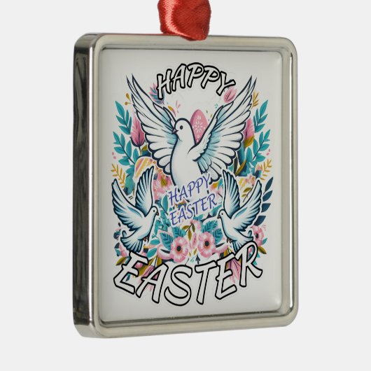 Happy Easter Metalen Ornament (Rechts)