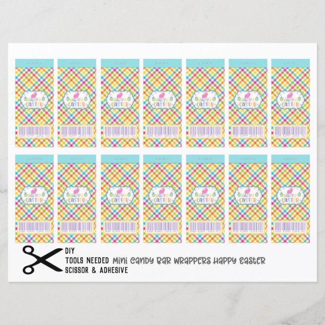 Happy Easter Mini Snoep Chocolate Bar Wrappers DIY (Voorkant)