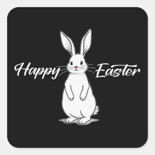 Happy Easter – Minimal Bunny - Autocolante Vierkante Sticker (Voorkant)
