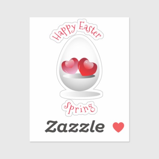 Happy Easter Minimalist Cute Hearts-cartoon Sticker (Vel)