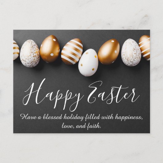 happy easter modern calligraphy Gold egg Briefkaart (Voorkant)