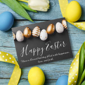 happy easter modern calligraphy Gold egg Briefkaart
