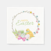 Happy Easter Modern Chick Eggs Floral Wreate Servet (Voorkant)