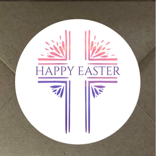 Happy Easter Modern Custom Christelijk Easter Cros Ronde Sticker