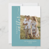 Happy Easter Modern Minimalistisch Blauwgroen Wens Feestdagenkaart (Voorkant)