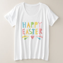 Happy Easter Modern Pastel Typografie | FEESTDAGEN Grote Maat T-shirt
