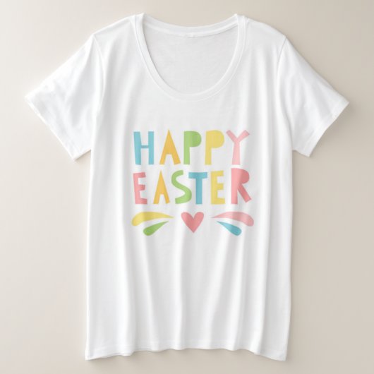 Happy Easter Modern Pastel Typografie | FEESTDAGEN Grote Maat T-shirt (Design voorkant)