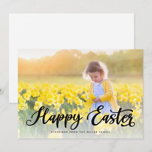 Happy Easter Modern Script-foto Feestdagenkaart (Voorkant / Achterkant)