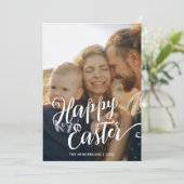 Happy Easter Modern Script-foto Feestdagenkaart (Staand voorkant)