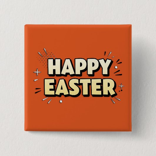 Happy Easter Modern Terracotta Typographic Pin Vierkante Button 5,1 Cm (Voorkant)