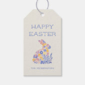 Happy Easter Modern Waterverf Floral Bunny Cadeaulabel (Voorkant)