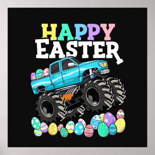 Happy Easter Monster Truck Easter Eggs Poster (Voorkant)