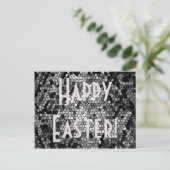 Happy Easter Mosaic Stone Glass Black Grey White Feestdagenkaart (Staand voorkant)