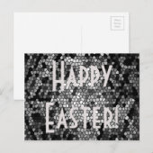 Happy Easter Mosaic Stone Glass Black Grey White Feestdagenkaart (Voorkant / Achterkant)