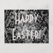Happy Easter Mosaic Stone Glass Black Grey White Feestdagenkaart (Voorkant)
