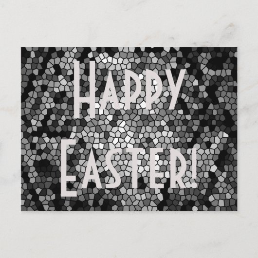 Happy Easter Mosaic Stone Glass Black Grey White Feestdagenkaart (Voorkant)