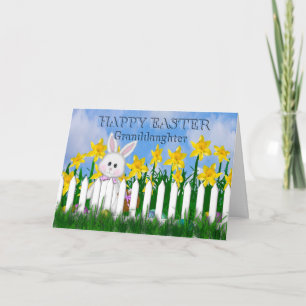 HAPPY EASTER - NARCISSEN EN KONIJNTJE - KLEINDOCHT FEESTDAGEN KAART