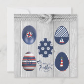 Happy Easter Nautical Threated Coastal Boating Feestdagenkaart (Voorkant)