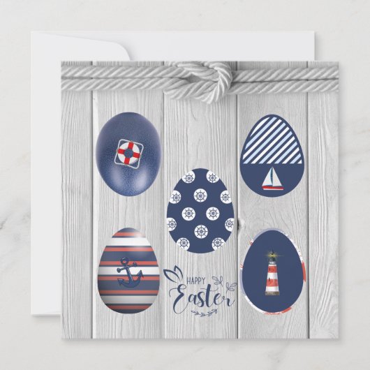 Happy Easter Nautical Threated Coastal Boating Feestdagenkaart (Voorkant)