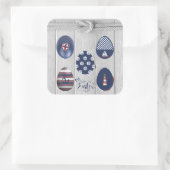 Happy Easter Nautical Threated Coastal Boating Vierkante Sticker (Tas)