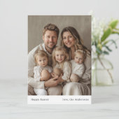 Happy Easter Neutral Familie Foto & Naam Kaart (Staand voorkant)