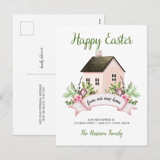 Happy Easter New Home-aankondiging Feestdagenkaart (Voorkant / Achterkant)