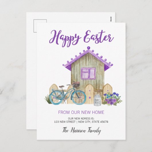 Happy Easter New Home-aankondiging Feestdagenkaart (Voorkant / Achterkant)