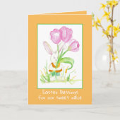 Happy Easter Niece Konijn Tulp Bloemen Kaart (Gele Bloem)