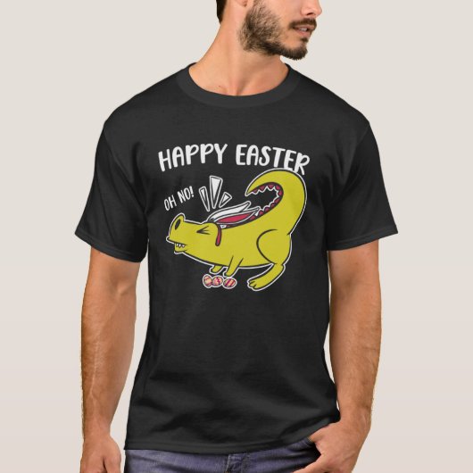 Happy Easter Oh No Holiday Dinosaur Trex Bunny Ear T-shirt (Voorkant)