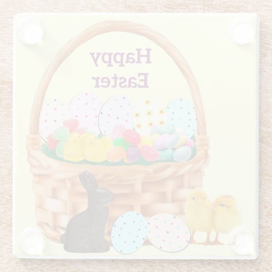 Happy Easter Onderzetter Glazen Onderzetter (Achterkant)