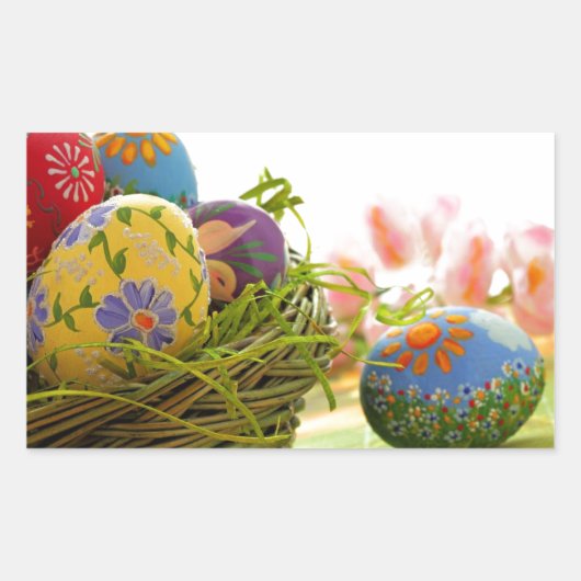 Happy Easter-ontwerp Rechthoekige Sticker (Voorkant)