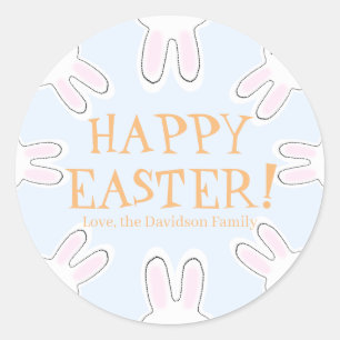 Happy Easter oranje blauw aangepast schattige koni Ronde Sticker