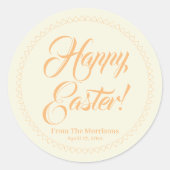 Happy Easter oranje crème maakt aangepaste scripts Ronde Sticker (Voorkant)