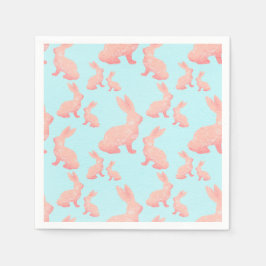 Happy Easter - Oranje rood konijnenpatroon Servet