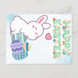 Happy Easter / Ostern bunny with eggs  Feestdagenkaart