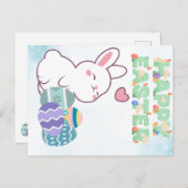 Happy Easter / Ostern bunny with eggs Feestdagenkaart (Voorkant / Achterkant)