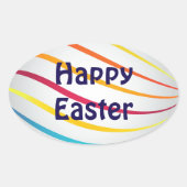 Happy Easter Ovale Sticker (Voorkant)