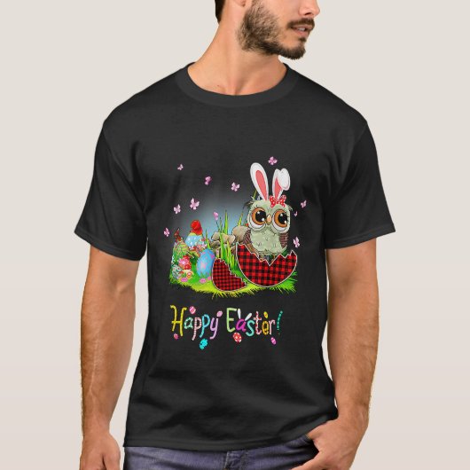 Happy Easter Owl Bunny Ear Red Play Easter Egg T-shirt (Voorkant)