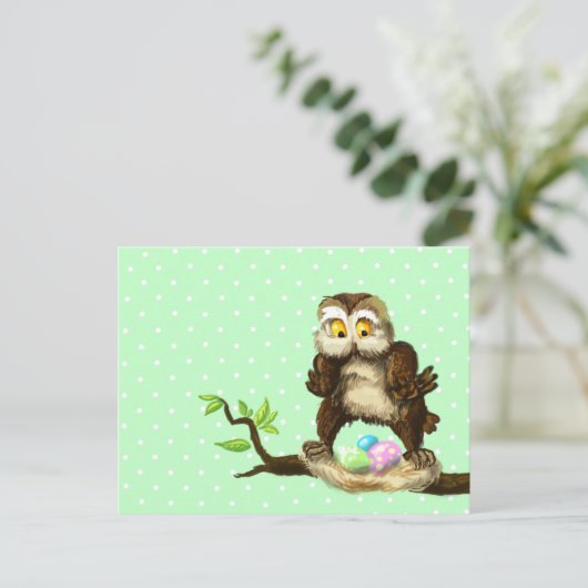 Happy Easter owl Feestdagenkaart (Staand voorkant)