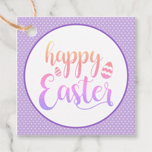 Happy Easter Paars Easter Egg Hunt Party Bedankjes Labels (Voorkant)