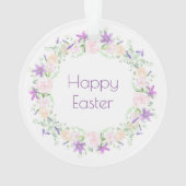 Happy Easter Paars en White Flowers Ornament (achterkant)