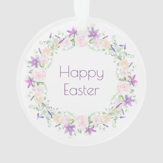 Happy Easter Paars en White Flowers Ornament (achterkant)