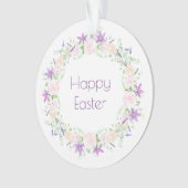 Happy Easter Paars en White Flowers Ornament (voorkant)
