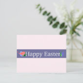 Happy Easter Paarse Banner Feestdagenkaart (Staand voorkant)