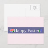 Happy Easter Paarse Banner Feestdagenkaart (Voorkant / Achterkant)