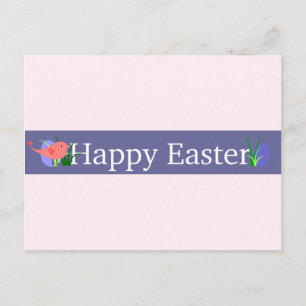 Happy Easter Paarse Banner Feestdagenkaart
